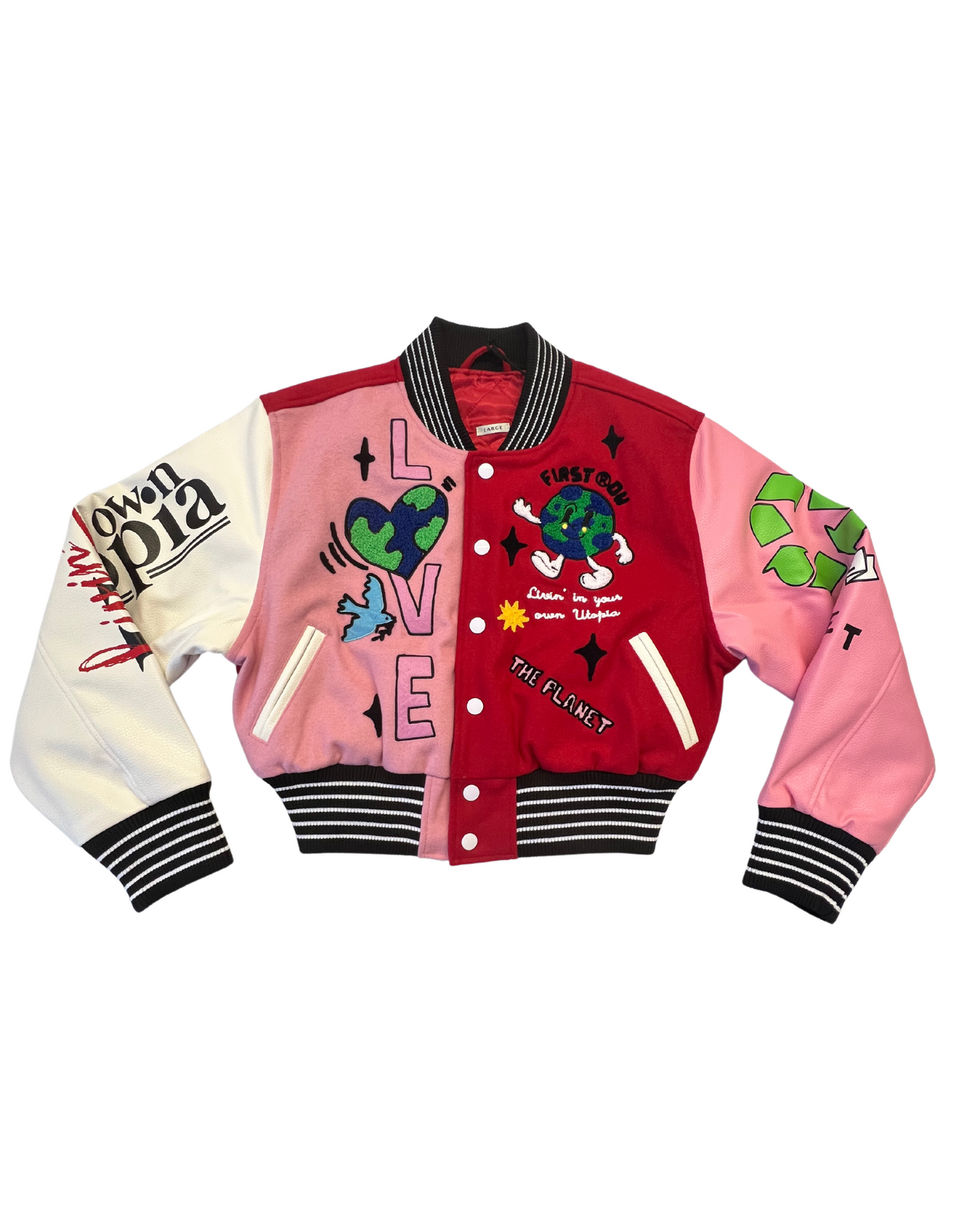 GISC x First Row "Love The Planet" Varsity Jacket