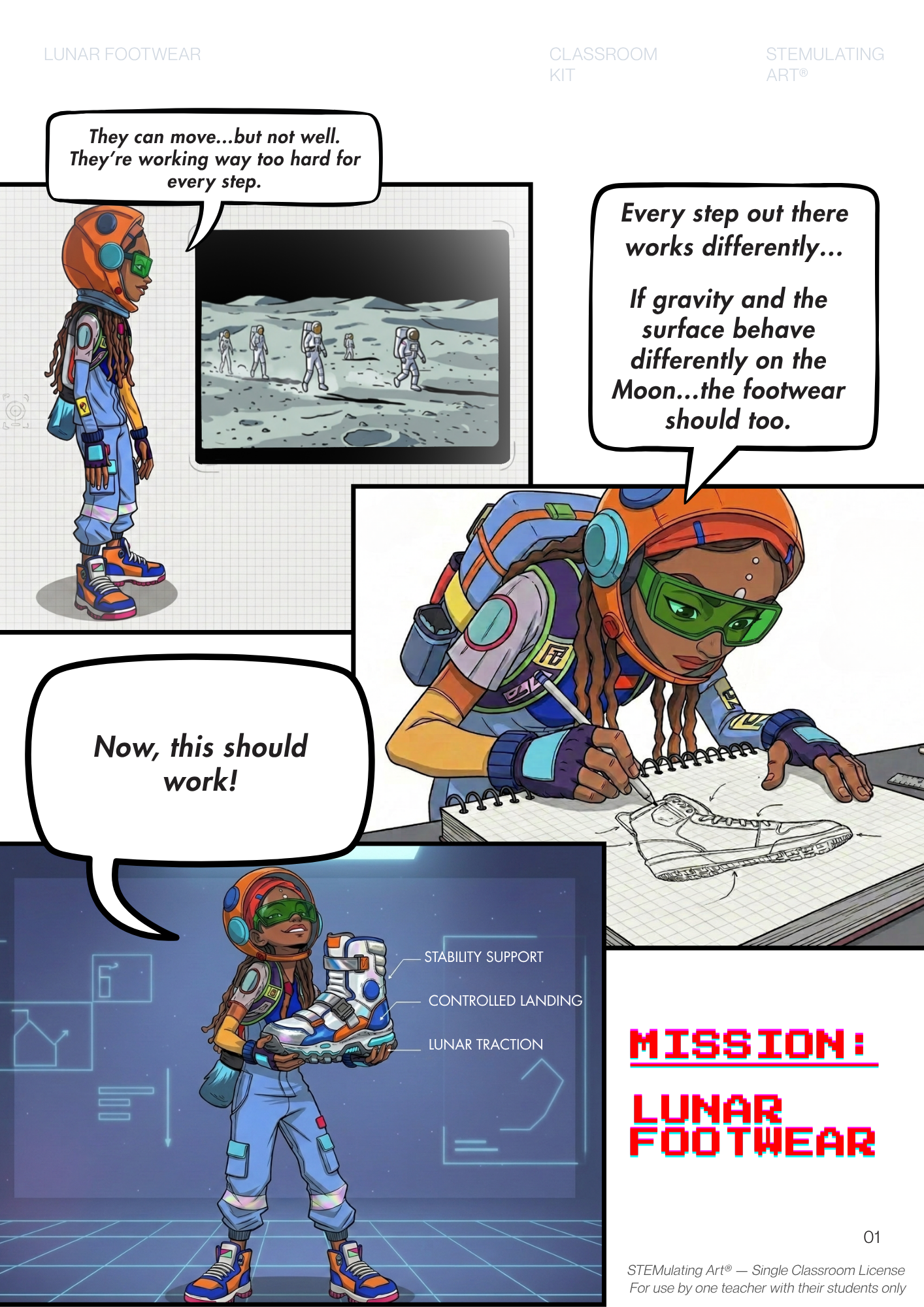 STEMulating Art® Kit: Lunar Footwear —  Classroom Kit (Digital Download)