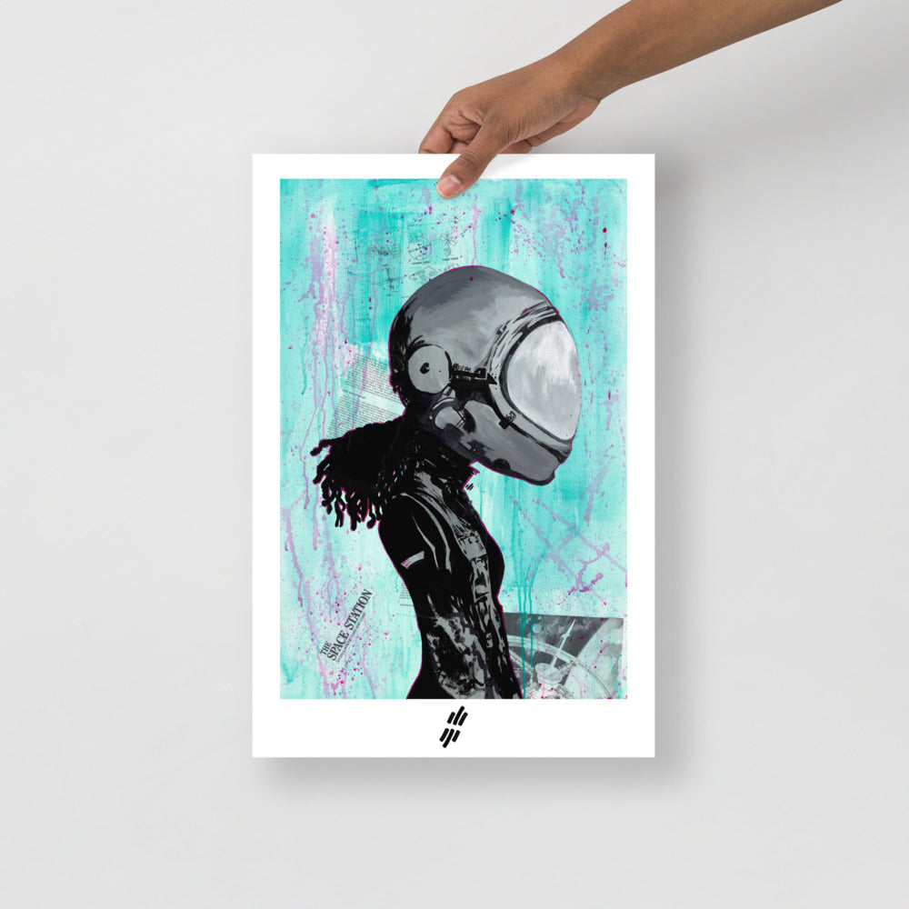 Girl In Space #1 Art Print